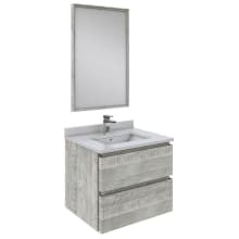 Formosa 24" Wall Mounted Single Basin Vanity Set with Cabinet, Quartz Vanity Top, Framed Mirror, and Single Hole Faucet