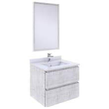 Formosa 24" Wall Mounted Single Basin Vanity Set with Cabinet, Quartz Vanity Top, Framed Mirror, and Single Hole Faucet