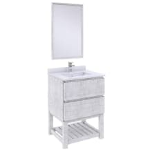 Formosa 24" Free Standing Single Basin Vanity Set with Cabinet, Quartz Vanity Top, Framed Mirror, and Single Hole Faucet