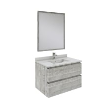 Formosa 30" Wall Mounted Single Basin Vanity Set with Cabinet, Quartz Vanity Top, Framed Mirror, and Single Hole Faucet