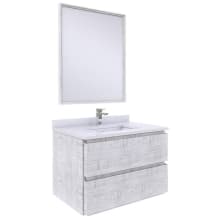 Formosa 30" Wall Mounted Single Basin Vanity Set with Cabinet, Quartz Vanity Top, Framed Mirror, and Single Hole Faucet