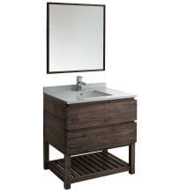 Formosa 36" Free Standing Single Basin Vanity Set with Cabinet, Quartz Vanity Top, Framed Mirror, and Single Hole Faucet