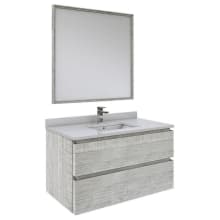 Formosa 36" Wall Mounted Single Basin Vanity Set with Cabinet, Quartz Vanity Top, Framed Mirror, and Single Hole Faucet