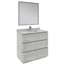 Formosa 36" Free Standing Single Basin Vanity Set with Cabinet, Quartz Vanity Top, Framed Mirror, and Single Hole Faucet