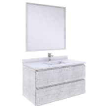 Formosa 36" Wall Mounted Single Basin Vanity Set with Cabinet, Quartz Vanity Top, Framed Mirror, and Single Hole Faucet