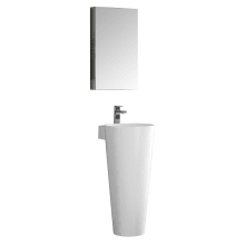 Senza 15-3/4" Free Standing Acrylic Pedestal with Integrated Sink, Medicine Cabinet, and Single Hole Faucet