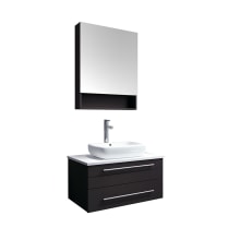 Lucera 30" Wall Mounted Single Basin Vanity Set with Cabinet, Quartz Vanity Top, Medicine Cabinet, and Single Hole Faucet