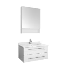 Lucera 30" Wall Mounted Single Basin Vanity Set with Cabinet, Quartz Vanity Top, Medicine Cabinet, and Single Hole Faucet