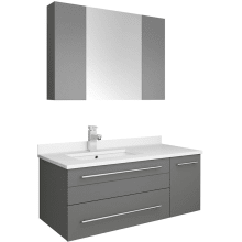 Lucera 36" Wall Mounted Single Basin Vanity Set with Cabinet, Quartz Vanity Top, Medicine Cabinet, and Single Hole Faucet