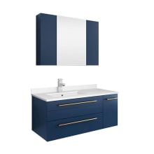 Lucera 36" Wall Mounted Single Basin Vanity Set with Cabinet, Quartz Vanity Top, Medicine Cabinet, and Single Hole Faucet