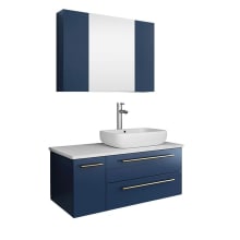 Lucera 36" Wall Mounted Single Basin Vanity Set with Cabinet, Quartz Vanity Top, Medicine Cabinet, and Single Hole Faucet