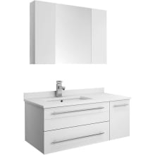 Lucera 36" Wall Mounted Single Basin Vanity Set with Cabinet, Quartz Vanity Top, Medicine Cabinet, and Single Hole Faucet