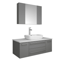 Lucera 42" Wall Mounted Single Basin Vanity Set with Cabinet, Quartz Vanity Top, Medicine Cabinet, and Single Hole Faucet