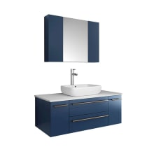 Lucera 42" Wall Mounted Single Basin Vanity Set with Cabinet, Quartz Vanity Top, Medicine Cabinet, and Single Hole Faucet