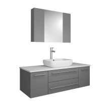 Lucera 48" Wall Mounted Single Basin Vanity Set with Cabinet, Quartz Vanity Top, Medicine Cabinet, and Single Hole Faucet