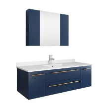 Lucera 48" Wall Mounted Single Basin Vanity Set with Cabinet, Quartz Vanity Top, Medicine Cabinet, and Single Hole Faucet