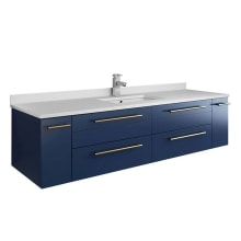 Lucera 60" Wall Mounted Single Basin Vanity Set with Cabinet, Quartz Vanity Top, Medicine Cabinet, and Single Hole Faucet