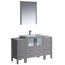 Torino 54" Free Standing Single Vanity Set with Engineered Wood Cabinet, Ceramic Vanity Top, Framed Mirror and Single Hole Faucet
