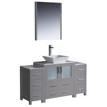 Torino 54" Free Standing Single Vanity Set with Engineered Wood Cabinet, Ceramic Vanity Top, Framed Mirror and Single Hole Faucet