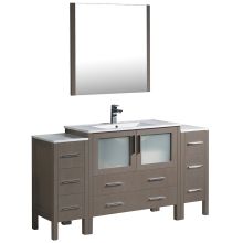 Torino 60" Free Standing Single Vanity Set with Engineered Wood Cabinet, Ceramic Vanity Top, Framed Mirror and Single Hole Faucet