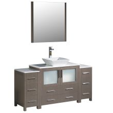 Torino 60" Free Standing Single Vanity Set with Engineered Wood Cabinet, Ceramic Vanity Top, Framed Mirror and Single Hole Faucet
