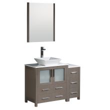 Torino 42" Free Standing Single Vanity Set with Engineered Wood Cabinet, Ceramic Vanity Top, Framed Mirror and Single Hole Faucet