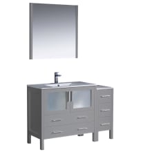 Torino 48" Free Standing Single Vanity Set with Engineered Wood Cabinet, Ceramic Vanity Top, Framed Mirror and Single Hole Faucet