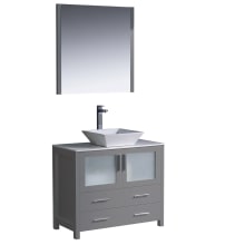 Torino 36" Free Standing Single Vanity Set with Engineered Wood Cabinet, Ceramic Vanity Top, Framed Mirror and Single Hole Faucet