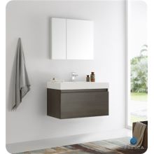 Mezzo 35-2/5" Wall Mounted Single Basin Vanity Set with Cabinet, Acrylic Vanity Top, Medicine Cabinet, and Single Hole Faucet