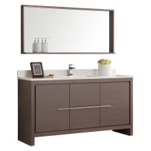 Allier 60" Single Vanity Set with Wood Cabinet and Quartz Vanity Top - Includes Mirror