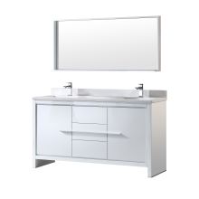Allier 60" Double Vanity Set with Wood Cabinet and Quartz Vanity Top - Includes Matching Mirror