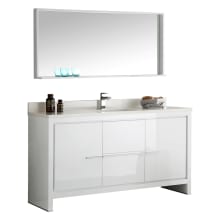 Allier 60" Single Vanity Set with Wood Cabinet and Quartz Vanity Top - Includes Mirror