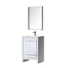 Allier 24" Single Vanity Set with Wood Cabinet and Ceramic Vanity Top - Includes Matching Mirror