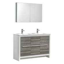Allier Rio 48" Double Vanity Set with Wood Cabinet and Ceramic Vanity Top - Includes 39-1/2" Medicine Cabinet