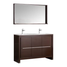 Allier 48" Double Vanity Set with Wood Cabinet and Ceramic Vanity Top - Includes Matching Mirror