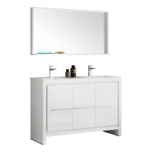 Allier 48" Double Vanity Set with Wood Cabinet and Ceramic Vanity Top - Includes Matching Mirror