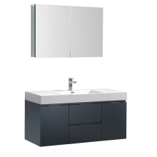 Senza 48" Wall Mounted / Floating Single Vanity Set with Wood Cabinet and Acrylic Vanity Top - Includes 39-1/2" Medicine Cabinet