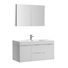 Senza 48" Wall Mounted / Floating Single Vanity Set with Wood Cabinet and Acrylic Vanity Top - Includes 39-1/2" Medicine Cabinet