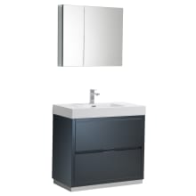 Senza 36" Single Vanity Set with Wood Cabinet and Acrylic Vanity Top - Includes 39-1/2" Medicine Cabinet