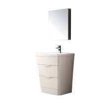 25-1/2" Wide Free Standing Vanity Set with Engineered Stone Cabinet, Acrylic Top, 1 Drop-In Sink, 1 Mirror, and 1 Single Hole Faucet