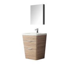 25-1/2" Wide Free Standing Vanity Set with Engineered Stone Cabinet, Acrylic Top, 1 Drop-In Sink, 1 Mirror, and 1 Single Hole Faucet