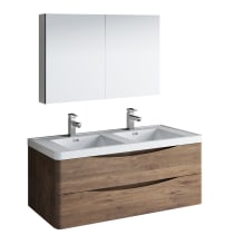 Tuscany 48" Wall Mounted Double Basin Vanity Set with Acrylic Vanity Top and Two Single Hole Faucets