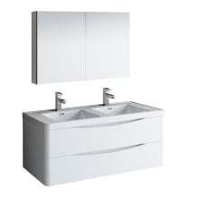Tuscany 48" Wall Mounted Double Basin Vanity Set with Acrylic Vanity Top and Two Single Hole Faucets