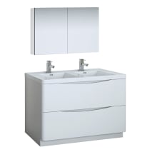 Tuscany 48" Free Standing Double Basin Vanity Set with Acrylic Vanity Top and Two Single Hole Faucets