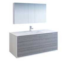 Catania 60" Wall Mounted Single Basin Vanity Set with Acrylic Vanity Top and One Single Hole Faucet