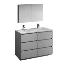 Lazzaro 48" Free Standing Double Basin Vanity Set with Acrylic Vanity Top and Two Single Hole Faucets