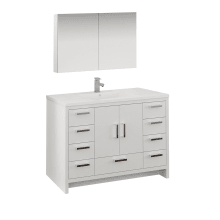 Senza 48" Free Standing Single Basin Vanity Set with MDF Cabinet, Acrylic Vanity Top, Medicine Cabinet and Single Hole Bathroom Faucet