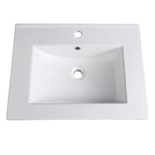 Torino 24" Ceramic Drop In Vanity Top with an Integrated Sink, Single Faucet Hole and Overflow