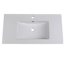 Torino 35-3/4" Ceramic Drop In Vanity Top with an Integrated Sink, Single Faucet Hole and Overflow