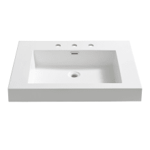 Potenza 27-3/8" Acrylic Drop In Vanity Top with an Integrated Sink, Three Faucet Holes at 8" Centers and Overflow